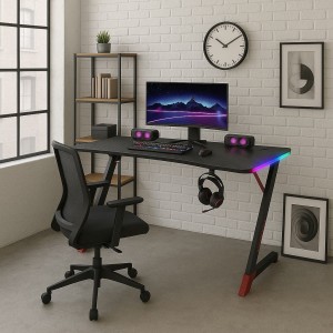 Biurko Gamingowe LED czarne 120x60