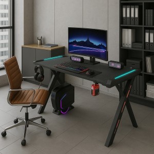 Biurko Gamingowe LED II czarne 120x60