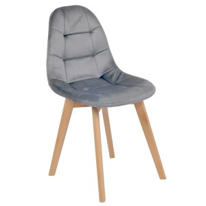 Krzesło Velvet szare jasne / drewniane nogi