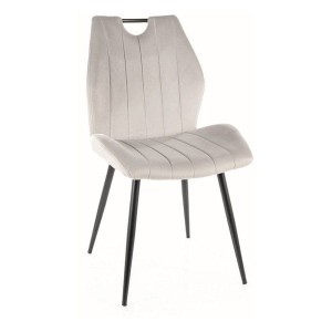Krzesło Arco Velvet szary jasny / czarne nogi