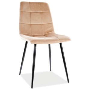 Krzesło Mila beżowe welurowe z czarnymi nogami