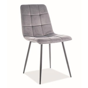 Krzesło Mila szare welurowe z czarnymi nogami