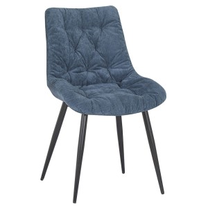 Krzesło sztruksowe Oliver niebieskie z czarnymi nogami