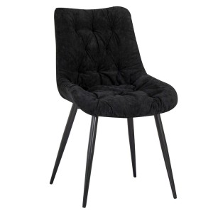 Krzesło sztruksowe Oliver czarne z czarnymi nogami