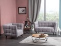Sofa wypoczynkowa Castello Velvet 2 jasny szary / wenge w salonie