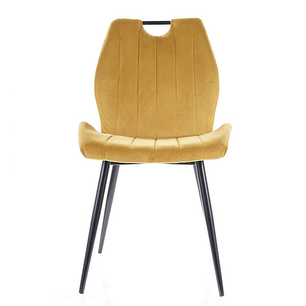 Krzesło Arco Velvet musztardowy - widok z przodu