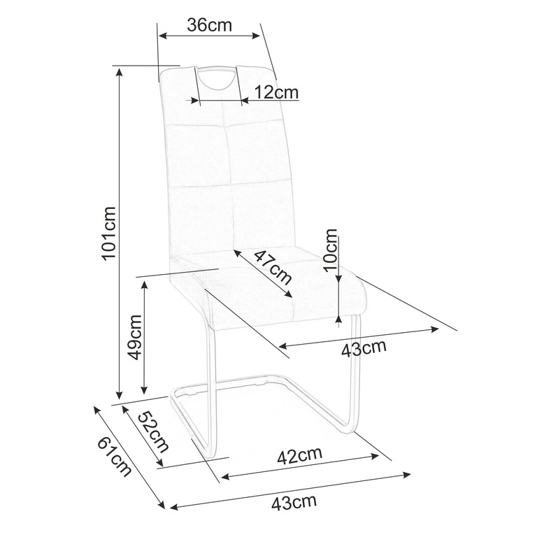 Krzesło Axo Velvet - wymiary