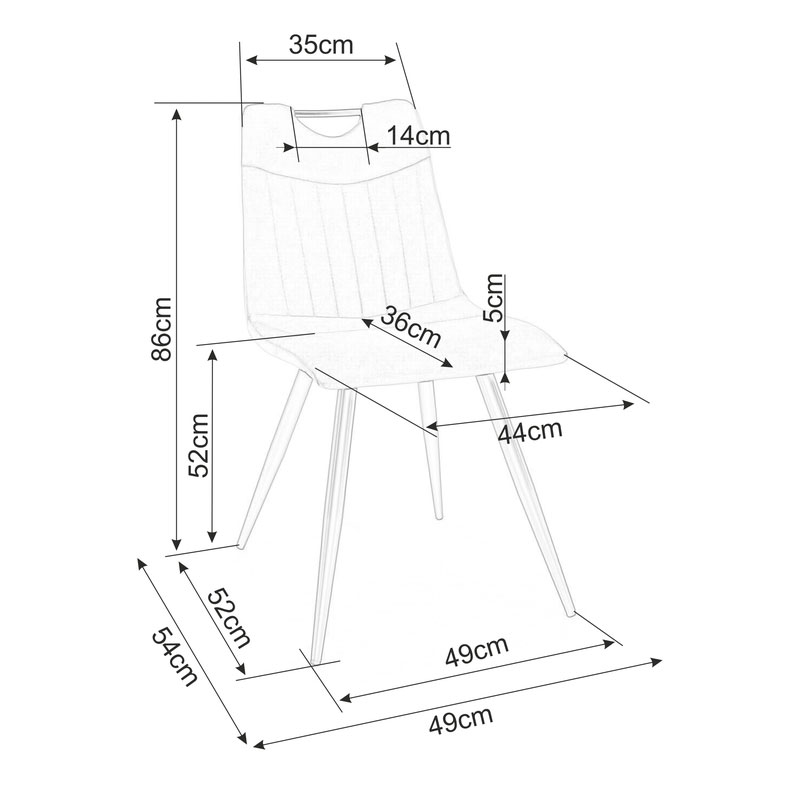 Krzesło Orfe - wymiary